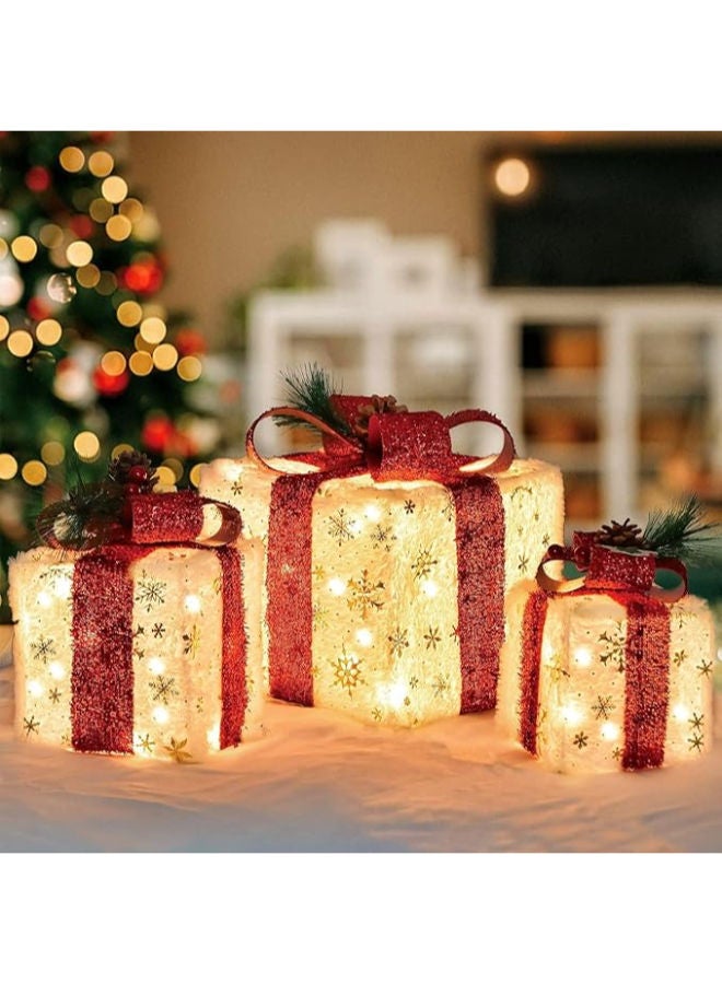 Set of 3 Christmas Lighted Gift Boxes - Image 1