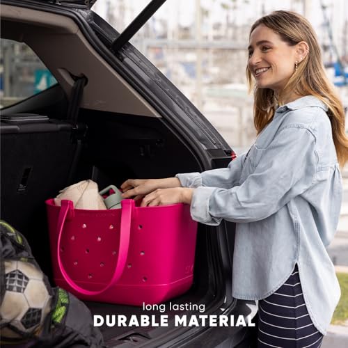 Simple Modern Large Beach Bag | Waterproof Getaway Rubber Tote with Zipper Pocket for Travel, Pool, Boat, Groceries, Sports | Malibu - Image 4