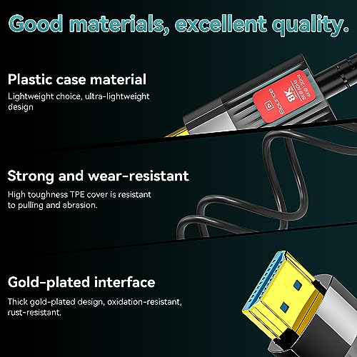 Anehmeta Fiber Optic HDMI Cable 65FT/20M, Long HDMI 2.1 Cable Support 48Gbps High Speed 8K@60Hz 4K@120Hz Dynamic HDR/eARC/HDCP 2.2&2.3/Dolby Atmos for Monitor,TV,Projector, Gaming Console - Image 4