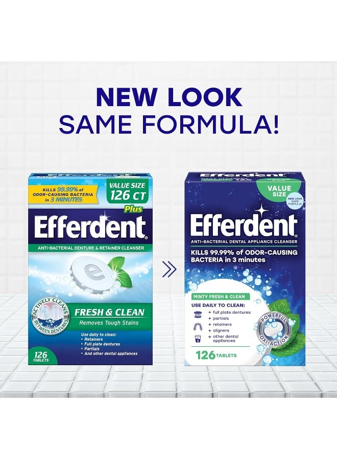 Efferdent Denture Cleanser Tablets, Fresh & Clean, 126 Tablets - Image 2