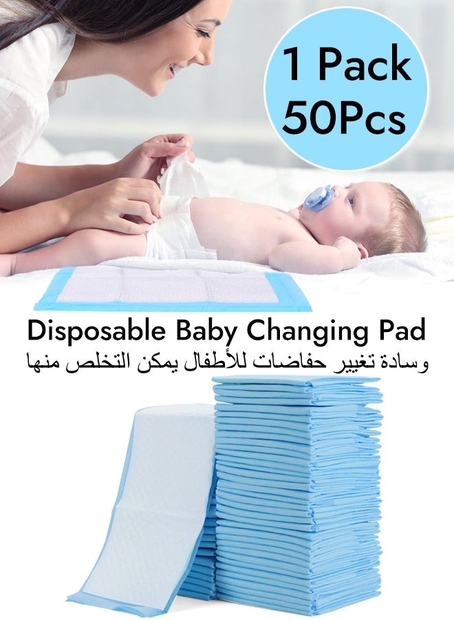 50 Pack Disposable Baby Changing Pad, Leakproof Diaper Changing Portable Pad, Bed Table Protector Mat Sheet Protector Diaper Changing Pad Liner, Breathable, Waterproof  - Image 1