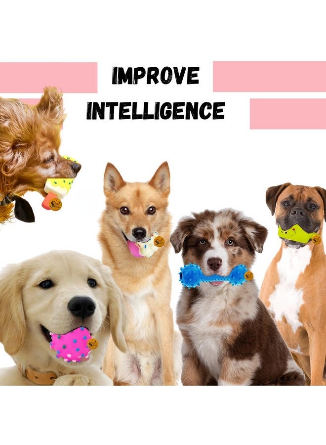 Sage Square Premium Squeaky Toy Set Of 5 For Dogs - Durable, Chewable, Rubber Toys, Multiple Fun Shapes & Colors For Interactive Play, Teething Relief, Keeps Entertained, Happy (Combo No. 1) - Image 3