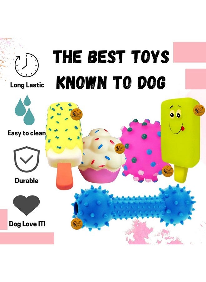 Sage Square Premium Squeaky Toy Set Of 5 For Dogs - Durable, Chewable, Rubber Toys, Multiple Fun Shapes & Colors For Interactive Play, Teething Relief, Keeps Entertained, Happy (Combo No. 1) - Image 5