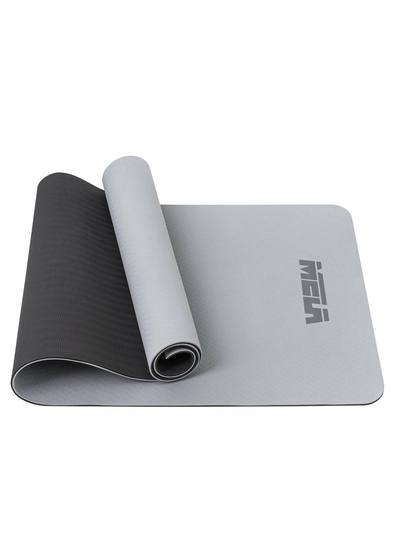 MELA Non-Slip Yoga Mat For Home Gym - 6Mm Thick, Eco-Friendly Tpe, Cushioned Exercise Mat With Carry Strap - Perfect For Yoga, Pilates, Fitness Training, & Gymnastics Essentials  - Grey  - Image 1