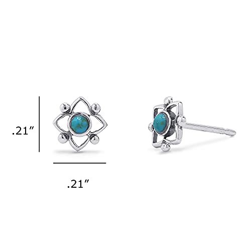 Boma Sterling Silver Blue Turquoise Flower Shaped Dot Stud Earring - Image 5