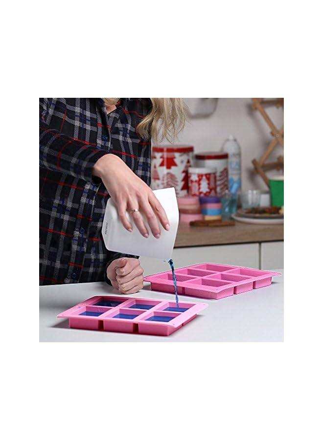 S-TOP Set of 3, 6 Cavities DIY Handmade Soap Moulds - Cake Pan Molds for Baking, Biscuit Chocolate Mold, Silicone Soap Bar Mold for Homemade Craft, Ice Cube Tray, Pink - Image 4