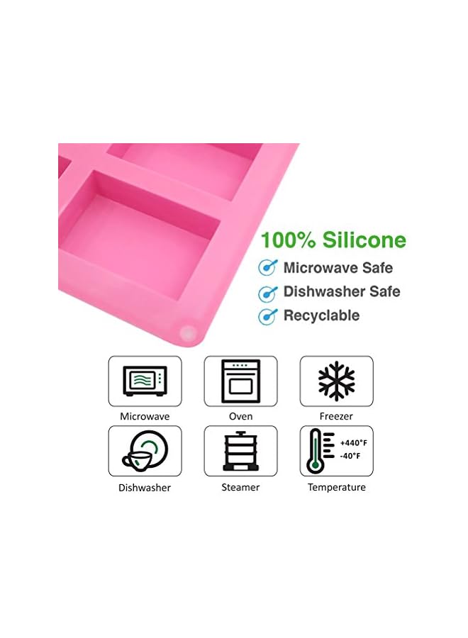 S-TOP Set of 3, 6 Cavities DIY Handmade Soap Moulds - Cake Pan Molds for Baking, Biscuit Chocolate Mold, Silicone Soap Bar Mold for Homemade Craft, Ice Cube Tray, Pink - Image 3