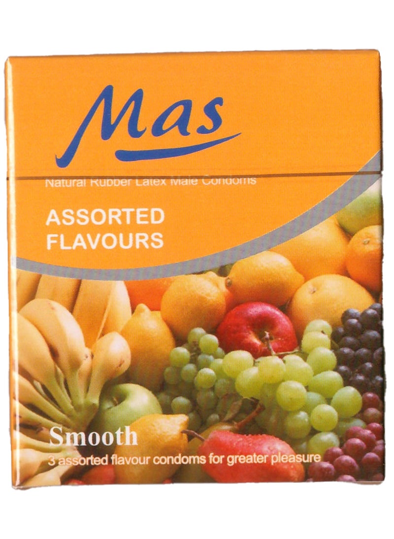 MAS MAS Natural Rubber Latex Condoms, Assorted Fruits - Strawberry, Peach, Mint, 4 Packs of 3 Condoms  - Image 3