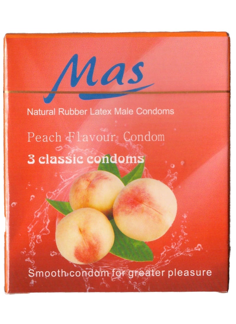 MAS MAS Natural Rubber Latex Condoms, Assorted Fruits - Strawberry, Peach, Mint, 4 Packs of 3 Condoms  - Image 4