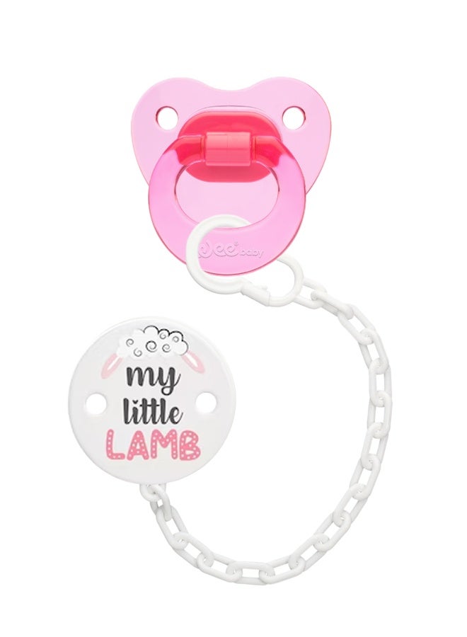 Wee Baby Soother & Soother Chain Set No.1 0-6 Months - 1 Pack Pink