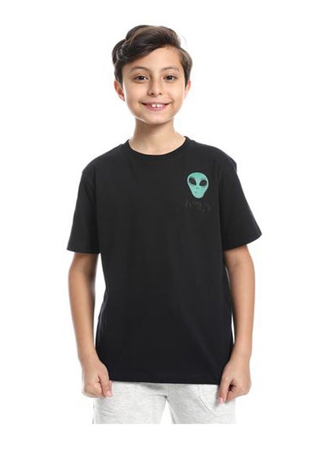 تيشرت اولادى مطبوع وش وظهر العفريت لون اسود