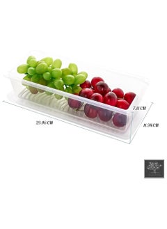 sulfar Plastic Fridge Storage Boxes, Fridge Organizer with Removable Drain Plate Fridge Storage Containers Keeps Fruits, Vegetables, Meat, Fish Fresh Longer 1500 ML Container Box (Transparent) Pack of 2  - Image 2