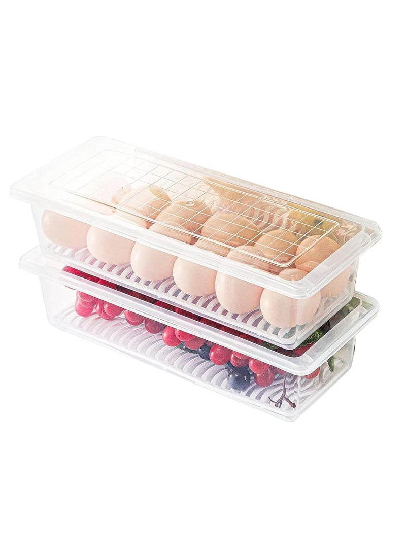 Plastic Fridge Storage Boxes, Fridge Organizer with Removable Drain Plate Fridge Storage Containers Keeps Fruits, Vegetables, Meat, Fish Fresh Longer 1500 ML Container Box (Transparent) Pack of 2 - pzsku/Z751DA9B0EE96D5E973F4Z/45/_/1733915900/e8632ccb-d91a-4dd9-8c09-ffda0a5769f2