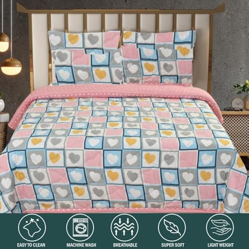 Akshya 180 TC Quilted 100% Cotton Bedsheet | King Size Double Bed | All Season Flat Bed Sheet | Supersoft Bedding Bedcover Set with 2 Pillow Covers - Image 4