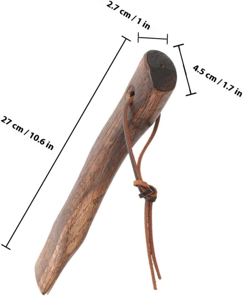 CALLARON 2pcs Wooden Replacement Axe Handles 26cm with Leather Strap, Curved Practical Wood Handles for Gardening and Wood Cutting Tools - Image 2
