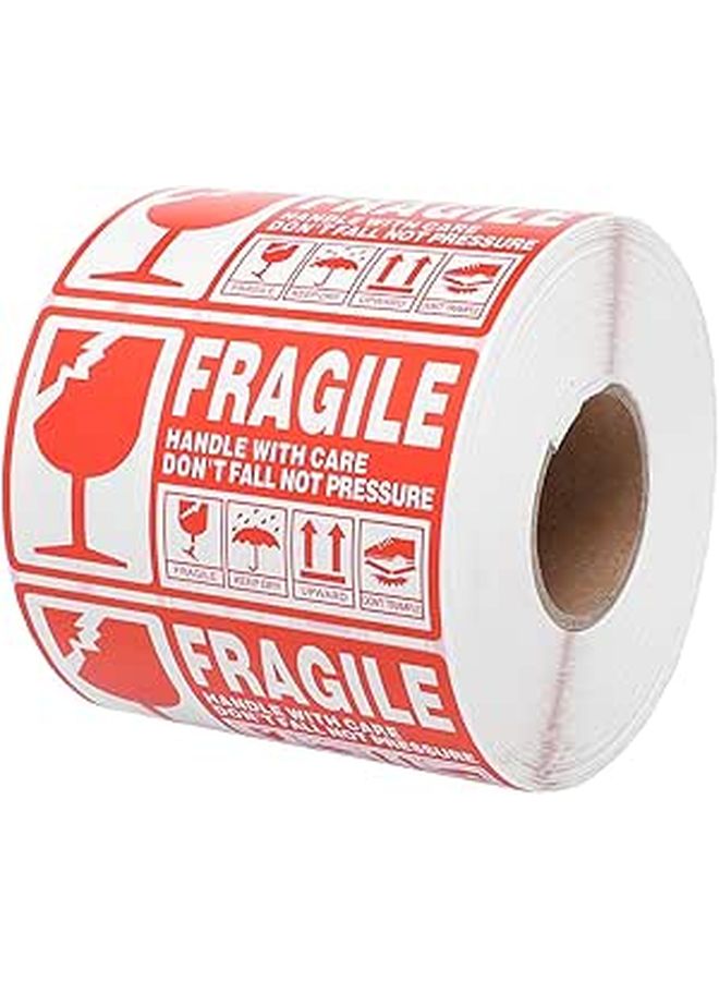 Red White Fragile Shipping Labels 1000pcs Adhesive Stickers Roll 90x50mm Handle with Care - Image 1