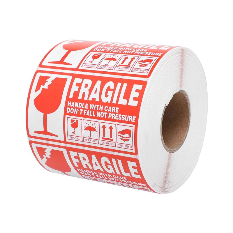 Red White Fragile Shipping Labels 1000pcs Adhesive Stickers Roll 90x50mm Handle with Care - Image 2