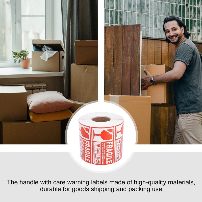 Red White Fragile Shipping Labels 1000pcs Adhesive Stickers Roll 90x50mm Handle with Care - Image 4
