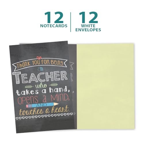 Tree-Free Greetings EcoNotes 12-Count Notecard Set With Envelopes, 4 x 6 Inches, Teacher Mind and Heart Themed Teacher Gift Art (56219) - Image 5