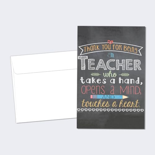 Tree-Free Greetings EcoNotes 12-Count Notecard Set With Envelopes, 4 x 6 Inches, Teacher Mind and Heart Themed Teacher Gift Art (56219) - Image 1