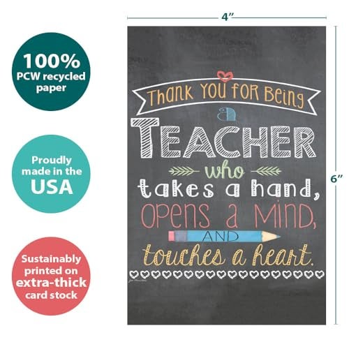 Tree-Free Greetings EcoNotes 12-Count Notecard Set With Envelopes, 4 x 6 Inches, Teacher Mind and Heart Themed Teacher Gift Art (56219) - Image 4