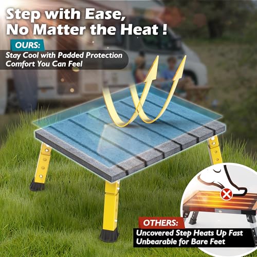 Marudina Large Platform RV Step with Cloth Cover and Anti-Slip Surface, 3-Level Adjustable Height, Light Aluminum Folding Step Stool, Supports Up to 1,000 lb - Ideal for RV and Multi-Use Scenarios - Image 3