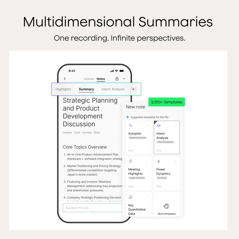 PLAUD مسجل صوت بلاود نوت AI، مسجل صوت مع حقيبة، تحكم عبر التطبيق، نسخ وتلخيص بالذكاء الاصطناعي، يدعم 112 لغة، 64 جيجابايت، مسجل صوت للمحاضرات، الاجتماعات، المكالمات، فضي، غير نسخة برو - Image 4