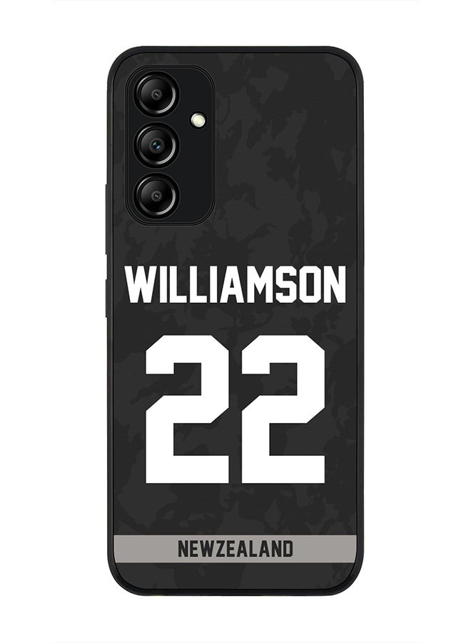 Stylizedd Rugged Black Edge Case for Samsung Galaxy A34 5G, Slim fit Soft Case Flexible thin Cover - Player Name - Kane Williamson, Jersey Number- 22 - Image 1