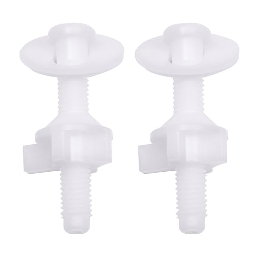 A.I.FORCE 2Pcs Universal Plastic Toilet Seat Hinge Bolt Screws Replacement Kit with Nuts and Washers, Compatible with Kohler, Bemis, American Standard, TOTO, for Top Mount Toilet Seat Hinges, White - Image 1
