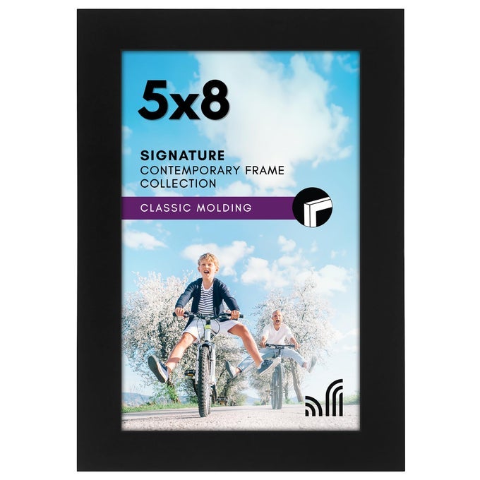 5X8 PICTURE FRAME WITH SHATTERRESISTANT GLASS SIGNATURE COLLECTION GALLERYSTYLE FRAMES MADE OF ENGINEERED WOOD PHOTO FRAME FOR TABLETOP AND WALL DISPLAY BLACK