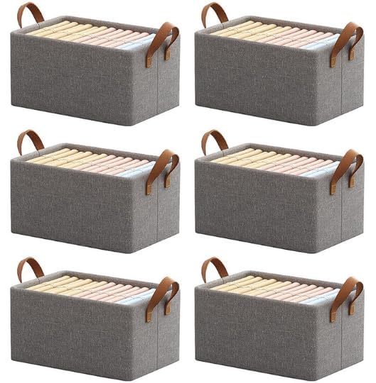 Regalo Flexi Fold Large Foldable Cloth Basket for Storage with Metal Frame & Handle,Space Saver Wardrobe Bin Box Organizer-Assorted (pack of 6) - Image 1