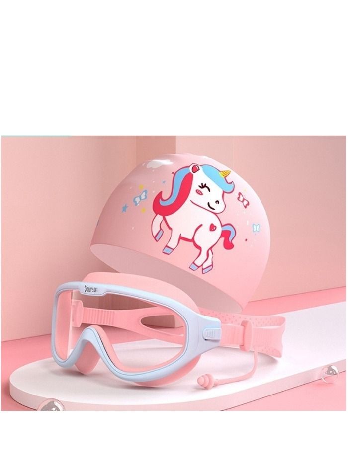 YouYou 4pcs Swimming Set Swimming Goggles Swimming Cap  Earplugs Kids Swimming Equipment - Image 1
