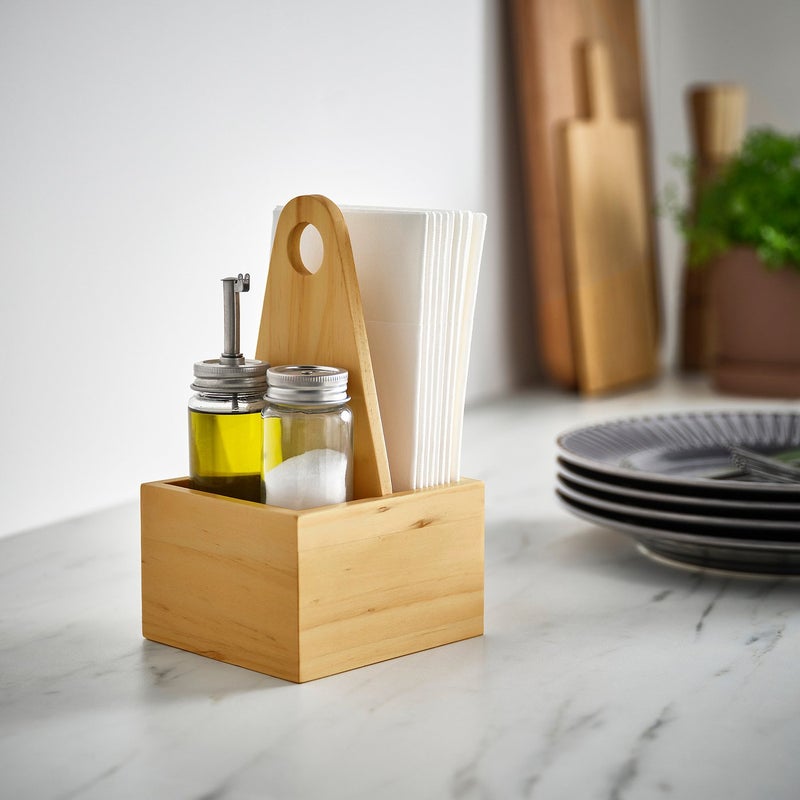 Baitique Portable Kitchen Organiser, Solid Pine Wood, 12x11 cm - Carry Caddy - Image 2
