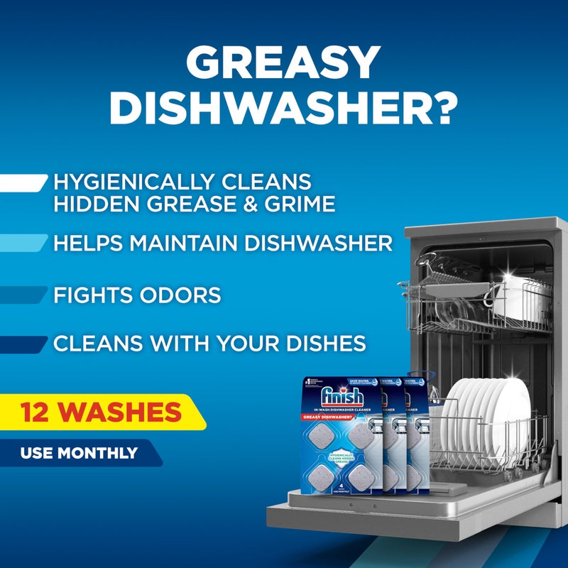 Finish Dishwasher Cleaner Tablets, Deep Cleans Hidden Grease & Grime, Fights Odors, No Extra Wash Cycle, Helps Maintain Dishwasher, 12 Month Supply, 12 Count - Image 2