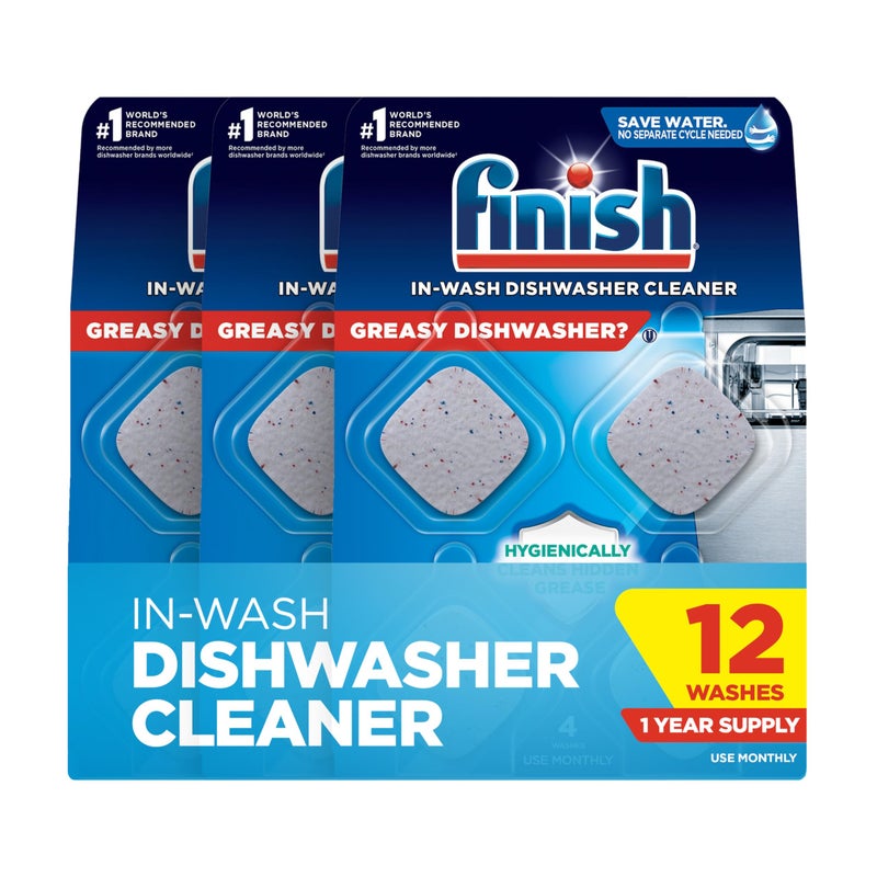 Finish Dishwasher Cleaner Tablets, Deep Cleans Hidden Grease & Grime, Fights Odors, No Extra Wash Cycle, Helps Maintain Dishwasher, 12 Month Supply, 12 Count - Image 1