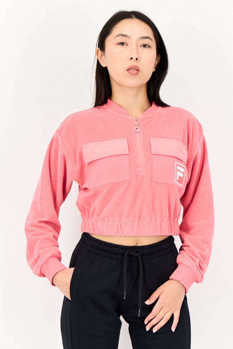 FILA Women Sportswear Fit Full Zip Outdoor Sweatshirts, Pink - Image 1