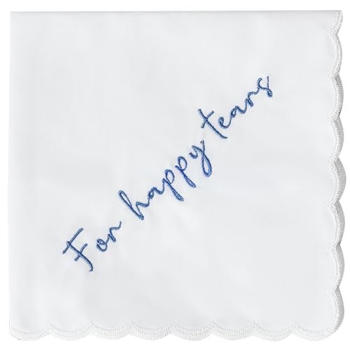 TRULIVA Mother of the Bride Gifts Happy Tears Wedding Handkerchief Something Blue for Bride on Wedding Day (Happy Tears) - Image 1