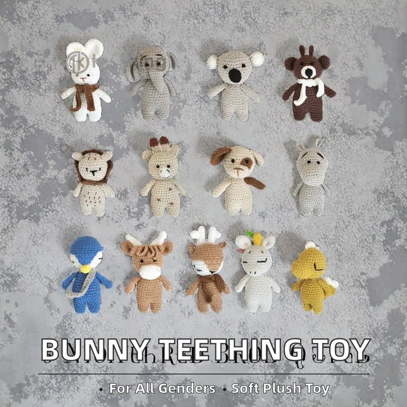 Y&D Hot Sale ized Embroidered Animal Rabbit Baby Rattle Crochet Knit Bunny Teething Sensory Toys Stuffed Plush Toy for Babies - Image 3