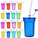 ALINK Plastic Party Cups with Lids and Straws 16pcs 12 oz Neon Sipper Cups Colorful Party Favor Cups for Birthday Holiday Events Party Decoration Supplies - Image 3
