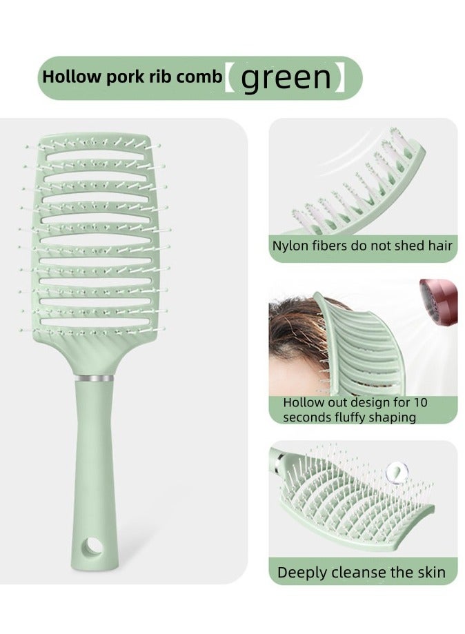 إسكدنيا Curved Breathable Airbag Curling Comb Brush, Anti-static Nylon Massage Brush, Hair Styling Tool (Green)