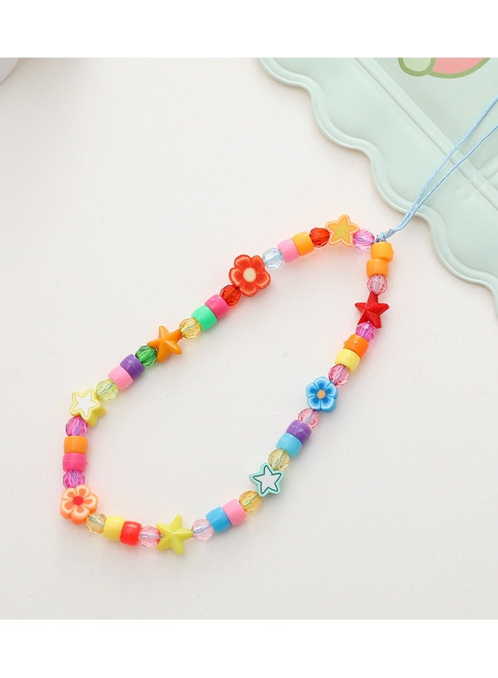 Sparkle Accessories Lanyard, Cellphone Strap, Colorful and Charming Beaded Phone Lanyard, Wrist Phone Strap Accessory, Acrylic Beads, Featuring Star and Flower in a Variety of Vivid Colors, Good Gift for Women 