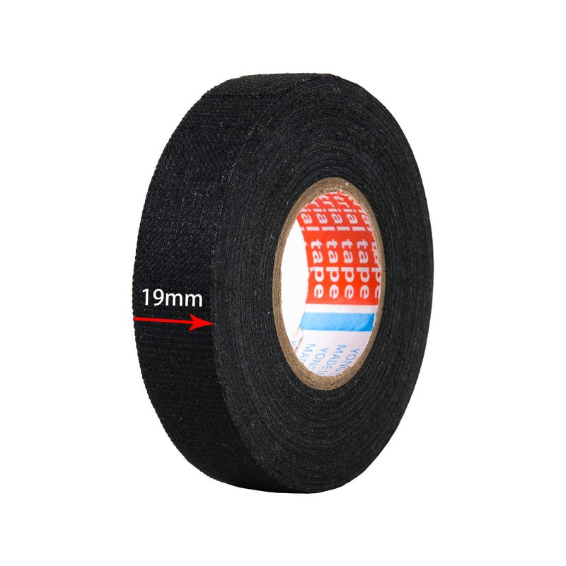 HSTECH Wire Harness Cloth Tape, 3/4-Inch by 50-Foot (4 Rolls), Speaker Wiring Harness Cloth Tape, Black Adhesive Fabric Tape, for Automobile Electrical Wire harnessing Noise Dampening Heat Proof - Image 2