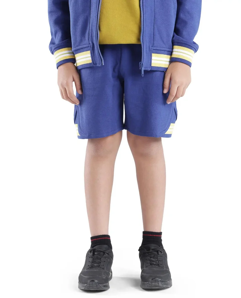 رير ونز Rare Ones Kids Mantz Dark Blue Cotton Poly Drawstring Applique Short