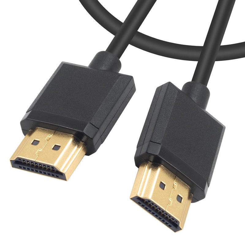 دوتك كابل HDMI 4K من الذكر إلى الذكر من Duttek بطول 2 قدم/60 سم، كابل HDMI قصير، رفيع للغاية، لأجهزة التلفاز ثلاثية ا��أبعاد وفائقة الدقة 4K، سلك HDMI 2.0 محول تمديد - Image 1