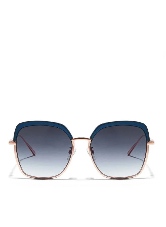 30Sundays SLAY Women Blue Sunglasses - Frame Material: Metal + Acetate - Lens Color: Blue- Frame Color: Blue - Full Rim