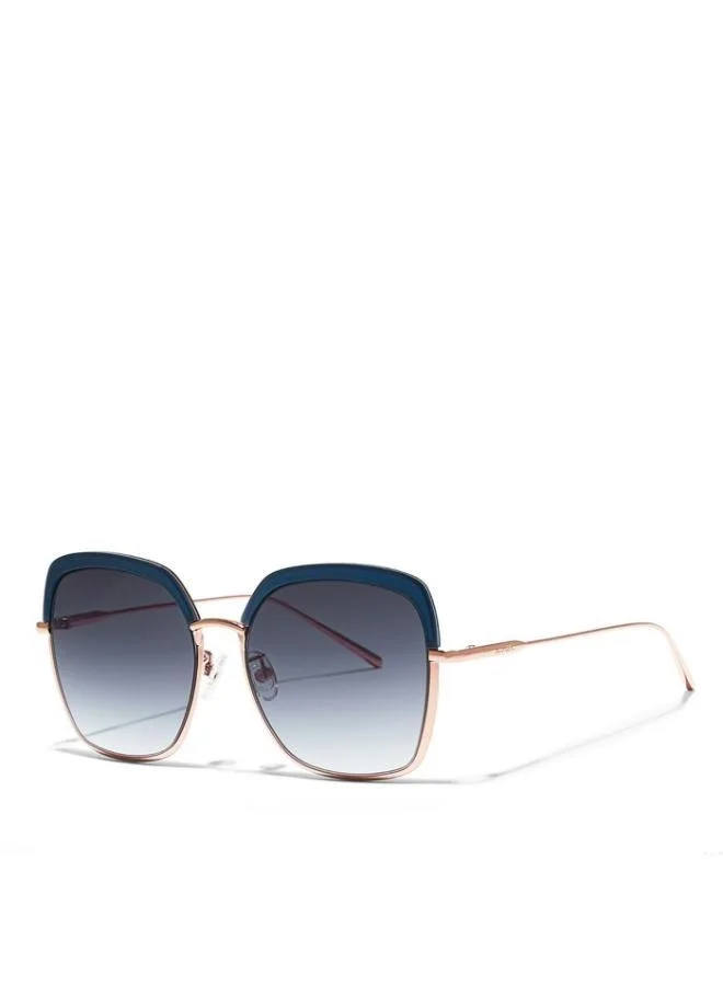 30Sundays SLAY Women Blue Sunglasses - Frame Material: Metal + Acetate - Lens Color: Blue- Frame Color: Blue - Full Rim
