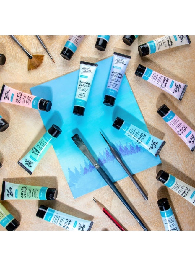 مونت مارتي مجموعة ألوان أكريليك باستيل Signature 24 قطعة × 36 مل (1.2 أونصة سائلة أمريكية)، مجموعة ألوان أكريليك باستيل كريمية، تغطية جيدة، لمسة نهائية شبه مطفية، مثالية لمعظم الأسطح الفنية والحرفية - Image 5