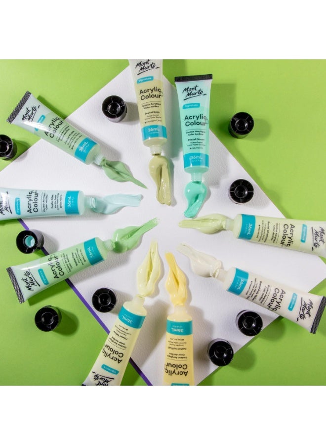 مونت مارتي مجموعة ألوان أكريليك باستيل Signature 24 قطعة × 36 مل (1.2 أونصة سائلة أمريكية)، مجموعة ألوان أكريليك باستيل كريمية، تغطية جيدة، لمسة نهائية شبه مطفية، مثالية لمعظم الأسطح الفنية والحرفية - Image 4
