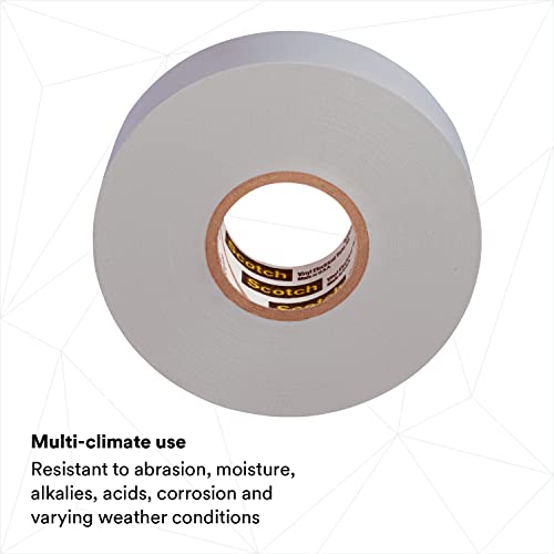 3M Scotch Vinyl Color Coding Electrical Tape 35, 3/4 in x 66 ft, Gray, 1 Roll, CSA Certified, UL Listed, Professional Grade, 7 mil Thick, Flame Retardant Tape - Image 3