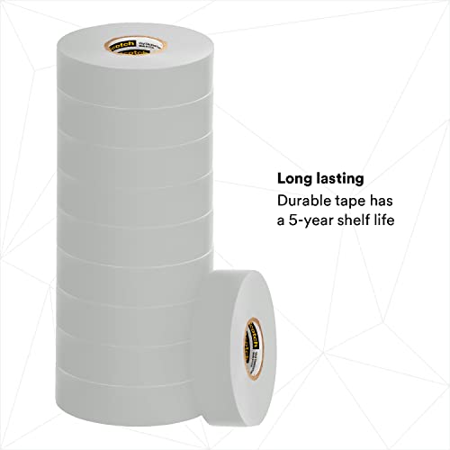 3M Scotch Vinyl Color Coding Electrical Tape 35, 3/4 in x 66 ft, Gray, 1 Roll, CSA Certified, UL Listed, Professional Grade, 7 mil Thick, Flame Retardant Tape - Image 5